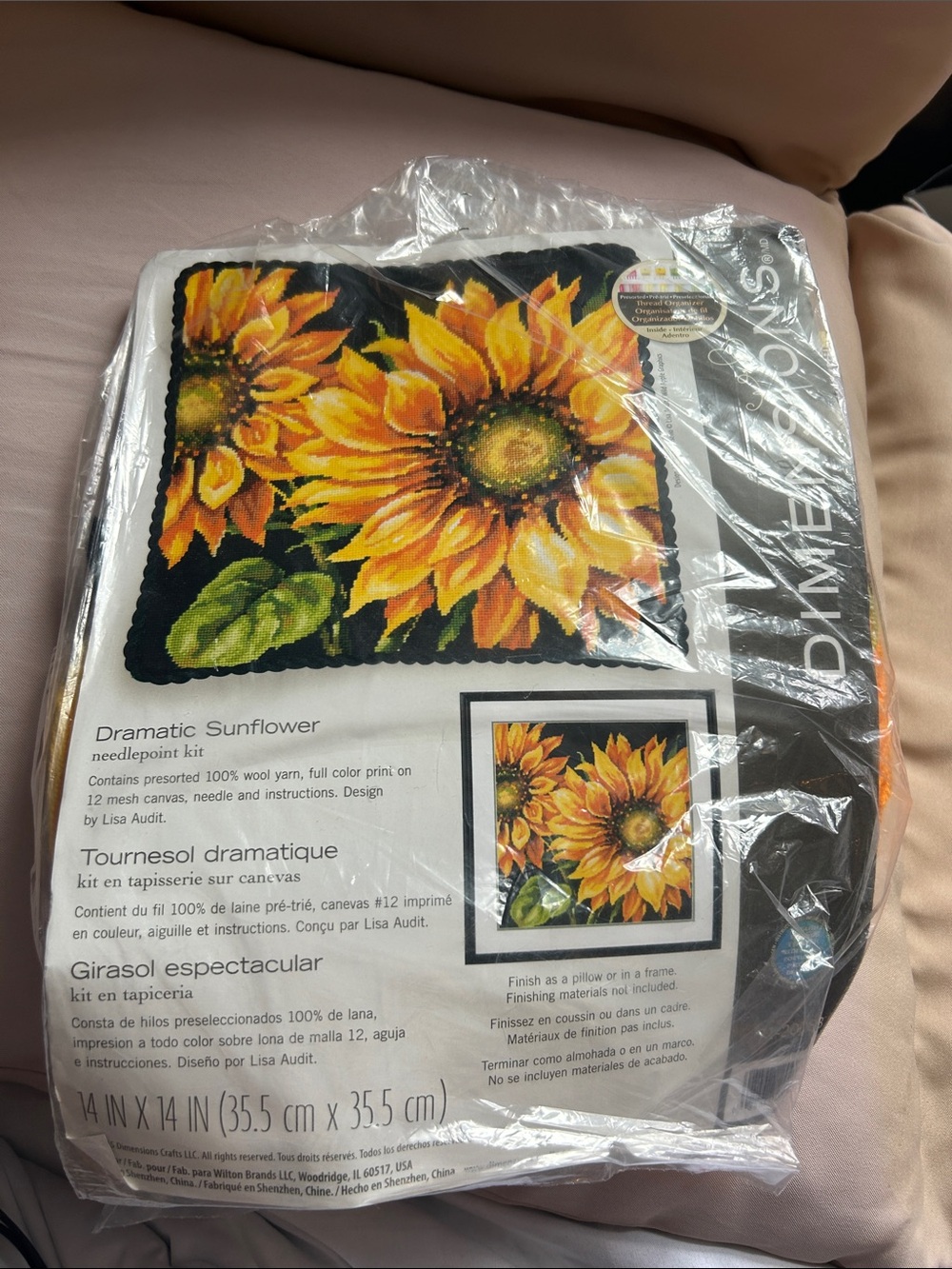Dramatic Sunflower Needlepoint Pillow Kit - Yellow Sunflower